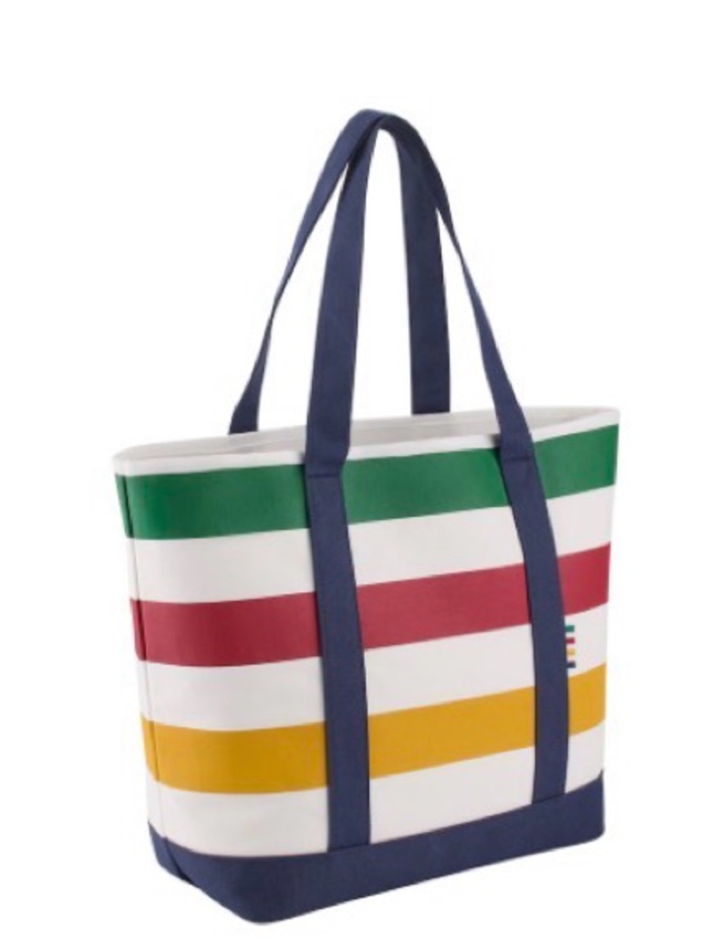 Hudson Bay Striped Canvas Tote Bag in White, Green, Red & Yellow